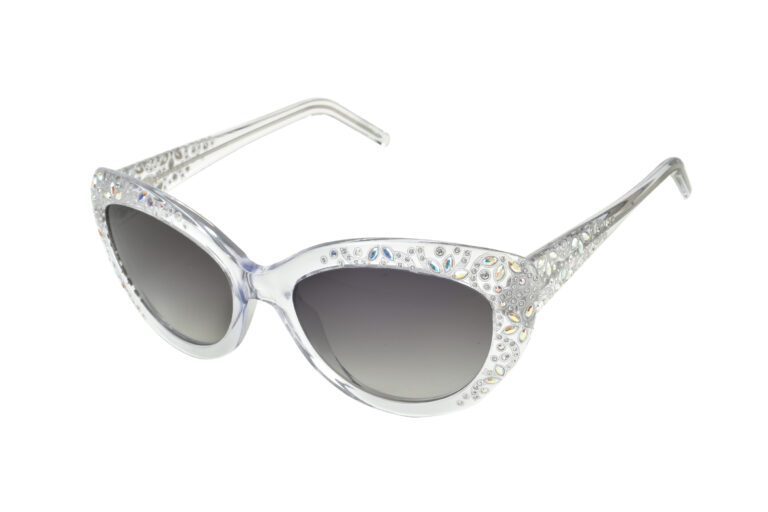 AIDA c. CR â€“ Clear frame with clear and alabaster crystals and silver laserwork