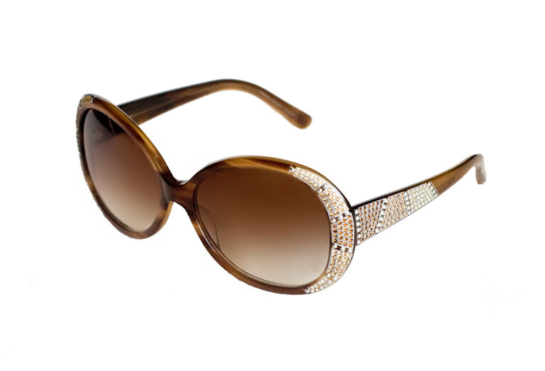 AMELIA c.001 â€“ Smoked brown with gold and light smoked topaz crystals and silver studs