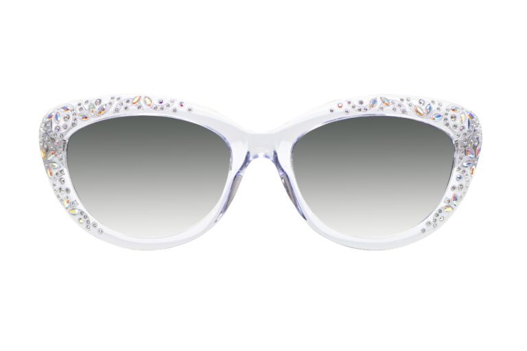 Aida c.CR â€“ Clear frame with clear and alabaster crystals and silver laserwork front