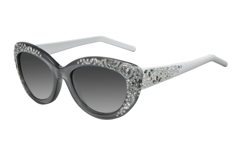 Aida c.GW â€“ Grey front with white temples and clear and light chrome crystals