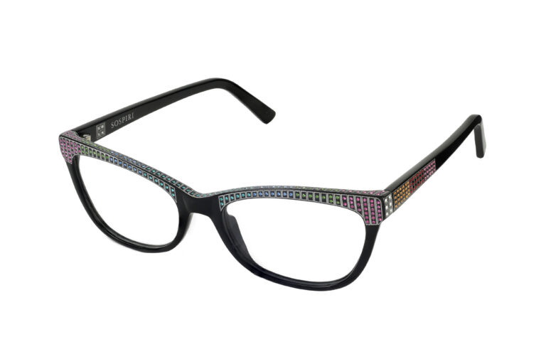 Allegra NRC â€“ Black with multi-colored crystals and silver laserwork
