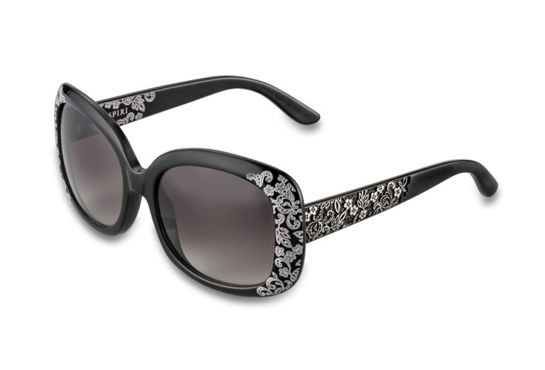 BEATRICE c.NR â€“ Black with clear and black crystals and silver laserwork