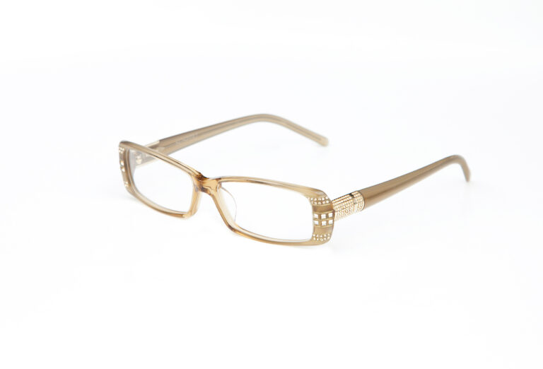 CARLOTTA c.040 â€“ Light bronze with gold jewel component and clear square crystals on front