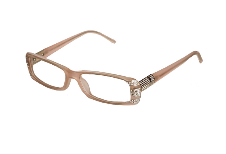 CARLOTTA c.042 â€“ Light pink with silver jewel component and clear square crystals on front