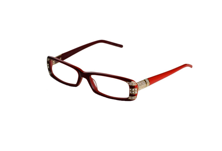 CARLOTTA c.A77 â€“ Ferrari red with gold jewel component and clear square crystals on front