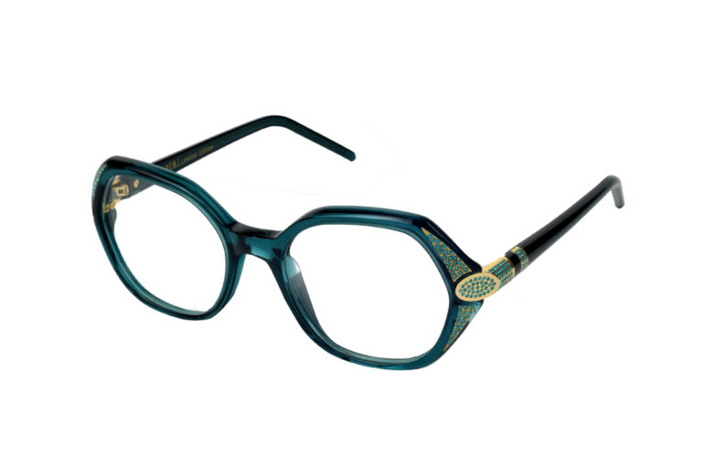 CRISTINA Limited Edition c.843 Emerlad green with gold jewel component and indigo-blue crystals
