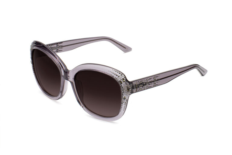 DOLCE c.882 â€“ Translucent grey with light chrome crystals and silver laserwork