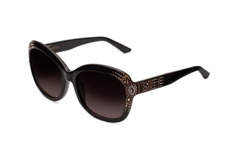 DOLCE c.NRV â€“ Black with rose gold and light peach crystals and bronze laserwork