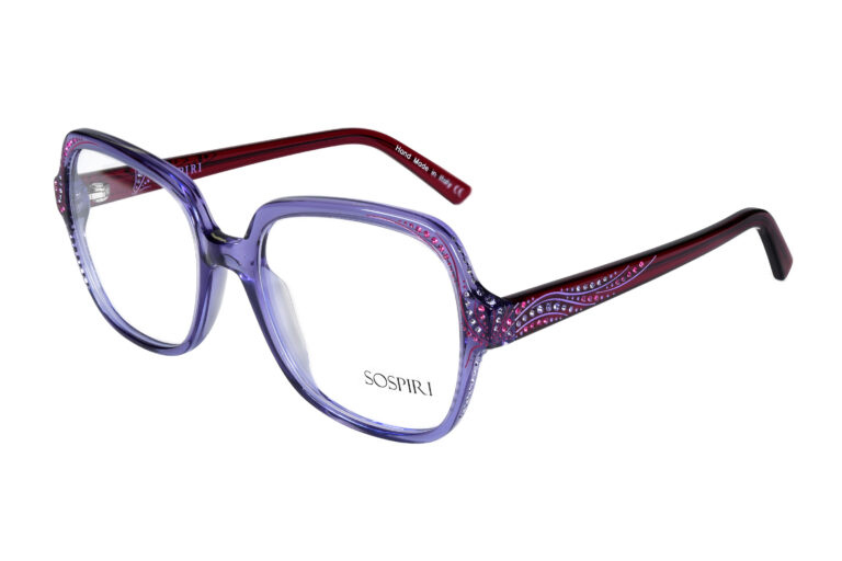 FLAMINIA c.053 â€“ Lilac front and garnet temples with tanzanite and fuschia crystals