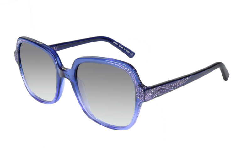 FLAMINIA c.078 â€“ Gradient blue with purple and tanzanite crystals and lilac laserwork