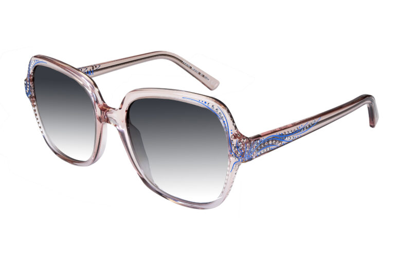 FLAMINIA c.166 â€“ Blush pink with clear crystals and blue laserwork