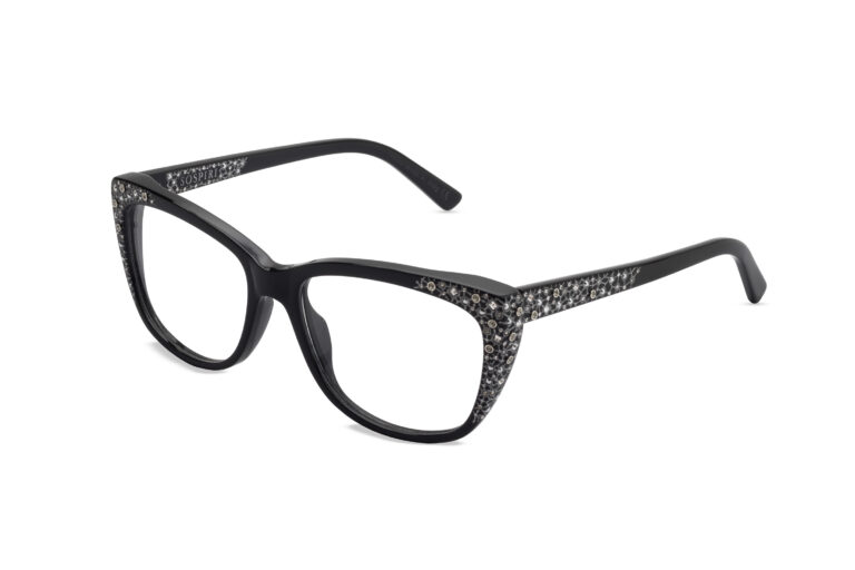 GABRIELLA c.NR â€“ Black with clear crystals and silver laserwork