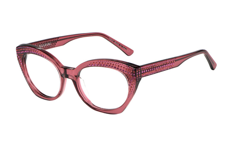 Gavia c.551 â€“ Translucent dusty rose with amethyst and red crystals