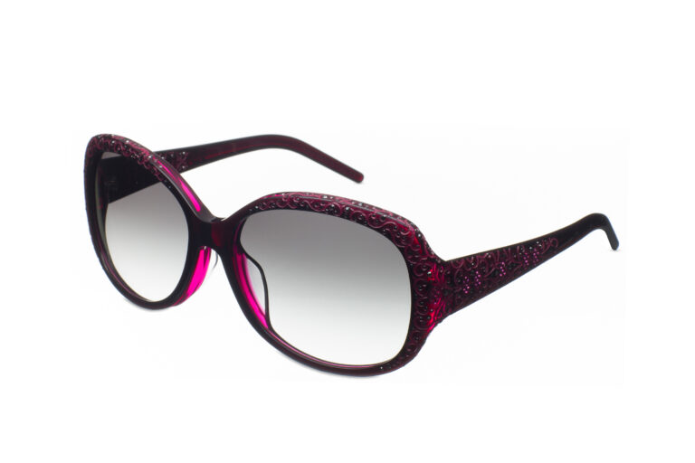 ISABELLA c.823 â€“ Two-tone fuchsia with black and fuchsia crystals and ruby laserwork