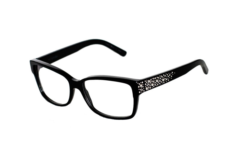 ISOTTA c.NR â€“ Black with clear crystals and silver studs on the temples