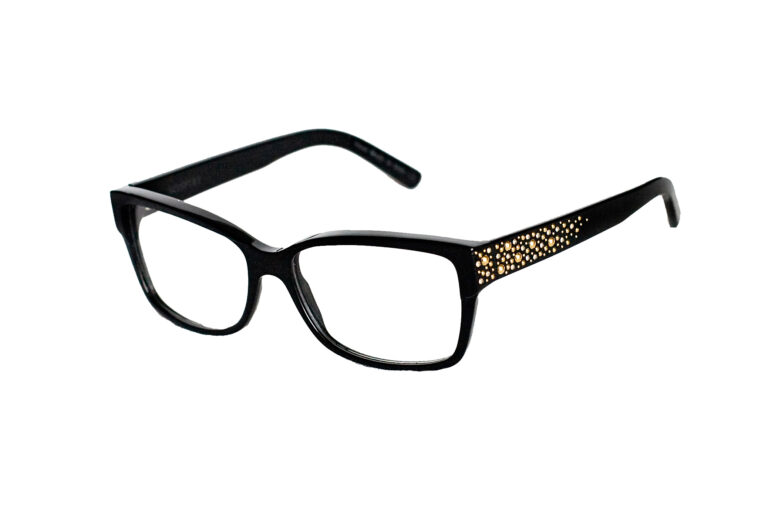 ISOTTA c.NRG â€“ Black with gold crystals and gold studs on the temples