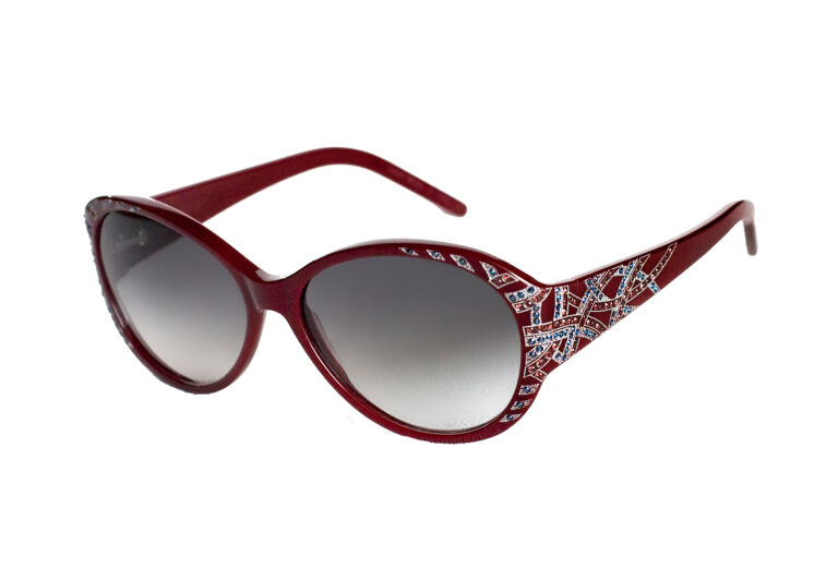 LUCE c.370 â€“ Burgundy with metallic blue and red crystals