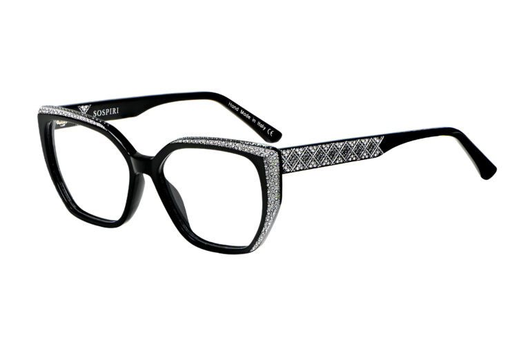 Marella c.NR â€“ Black with clear crystals and silver laser work