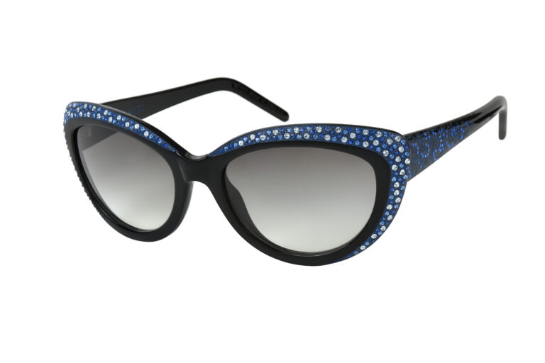 NOVELLA c.NRB â€“ Black with sapphire crystals and blue laserwork