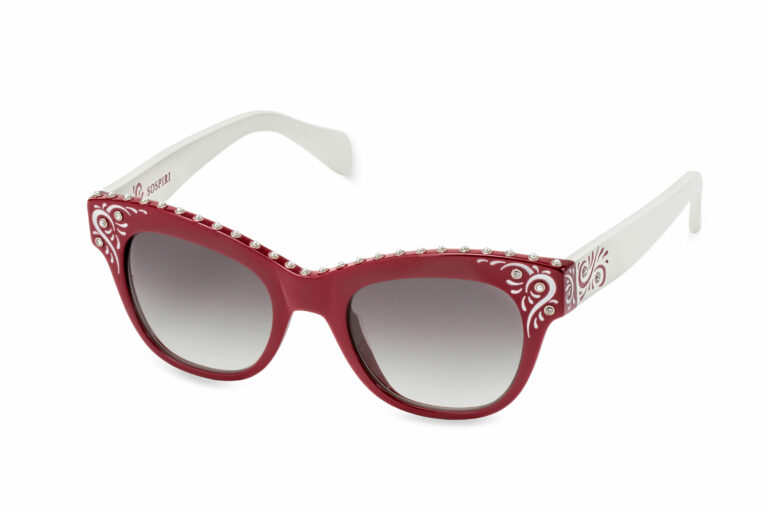 ODILIA c.RW/A â€“ Cherry red front and white temples with pearls and whimsical artwork