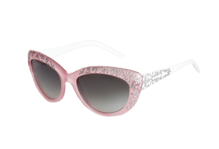 PERLA c.PW â€“ Light pink front and white temples with rose crystals and silver laserwork
