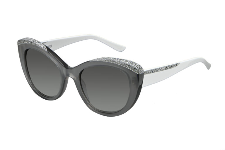 Penelope c.GW â€“ Grey front with with white temples and clear and light chrome crystals