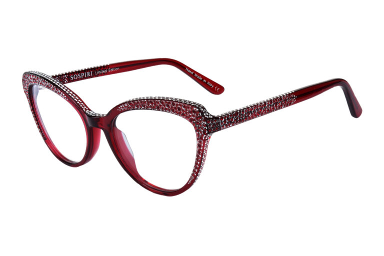 ROSVITA c.252 â€“ Translucent burgundy with both red and clear crystals along with silver laserwork