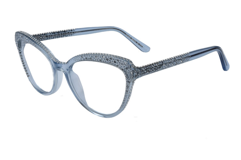 ROSVITA c.703 â€“ Translucent powder blue with light sapphire and clear crystals also showcasing silver laserwork