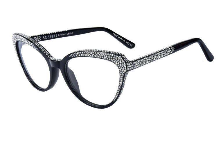 ROSVITA c.NR â€“ Black with clear crystals and silver laserwork