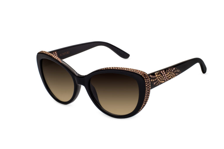 Roma c.NRV â€“ Black with light peach and rose gold crystals and bronze laserwork