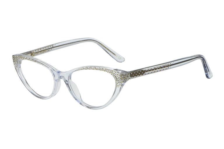 Serafina c.CR â€“ Clear with chrome crystals and gold laser work