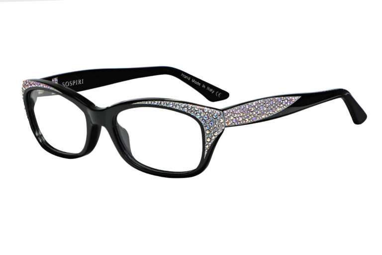 Sibilla c.NR â€“ Black with white crystals and silver laserwork