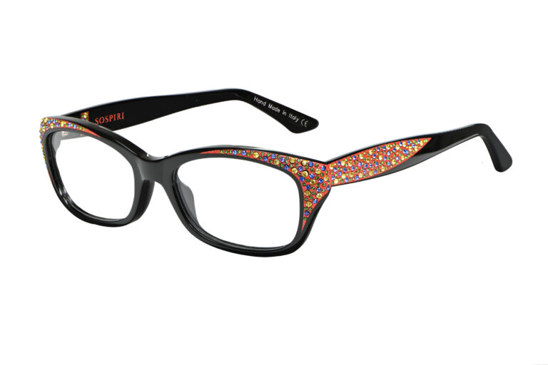 Sibilla c.NRC â€“ Black with multicolor crystals and gold laserwork