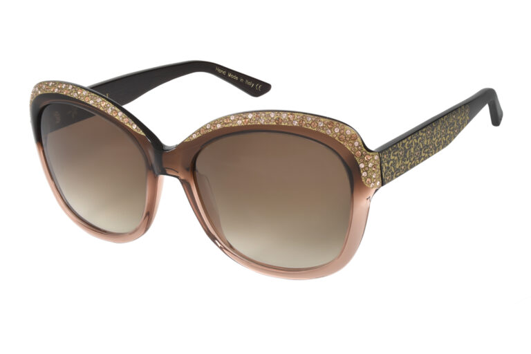 TESSA c.079 â€“ Gradient brown with light peach and light topaz crystals and gold laserwork
