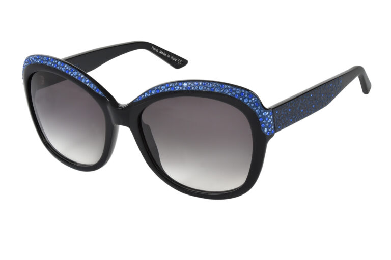 TESSA c.NRB â€“ Black with sapphire crystals and blue laserwork