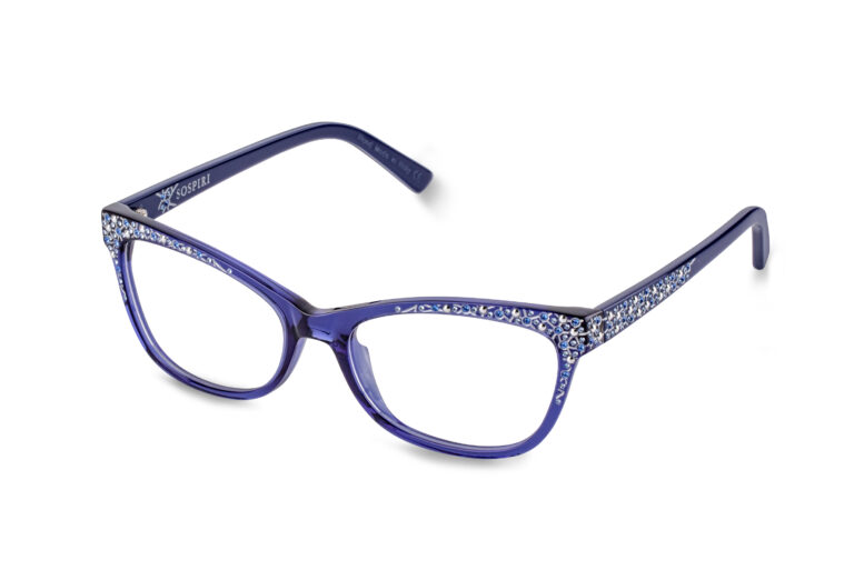 TILDE c.A60 â€“ Blue with light and dark sapphire crystals and silver studs