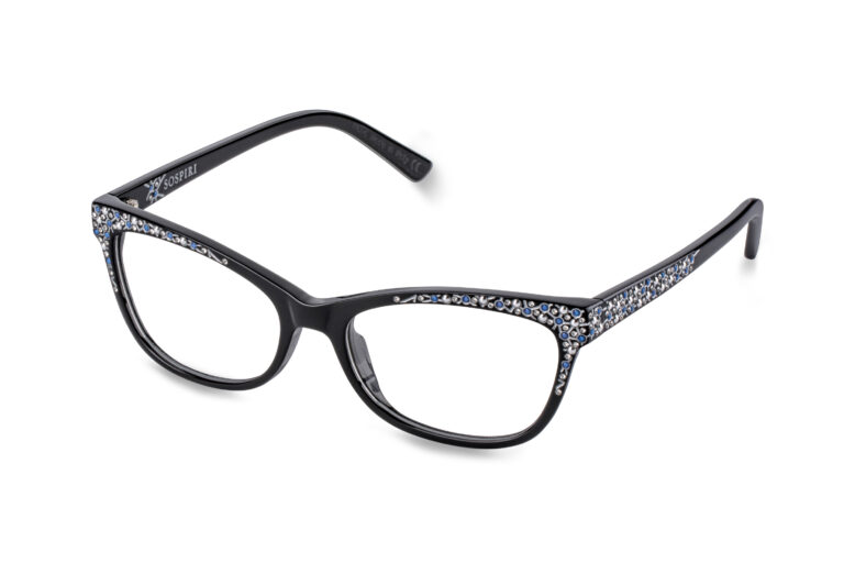 TILDE c.NR â€“ Black with clear and white opal crystals and silver studs