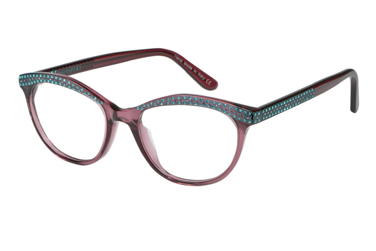 Tati c.563 â€“ Translucent plum with turquoise and purple crystals