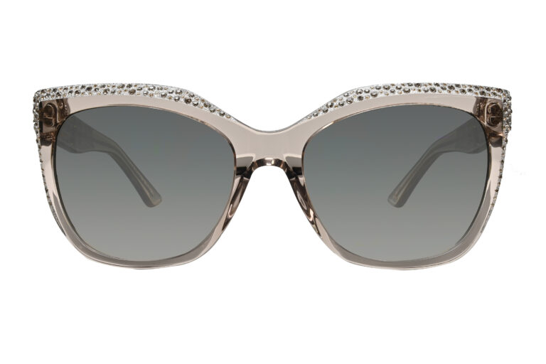 Thea c.105 â€“ Translucent fawn with light grey crystals and silver laserwork front