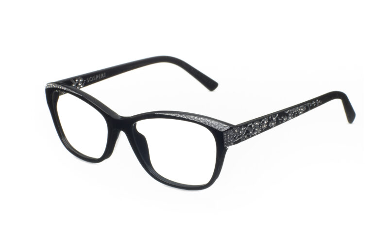 VIDA c.NR â€“ Black with clear crystals and silver laserwork