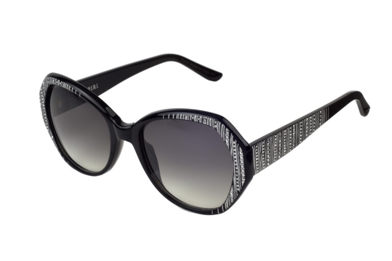 Verona c. NR â€“ Black with clear and light chrome crystals and silver laserwork