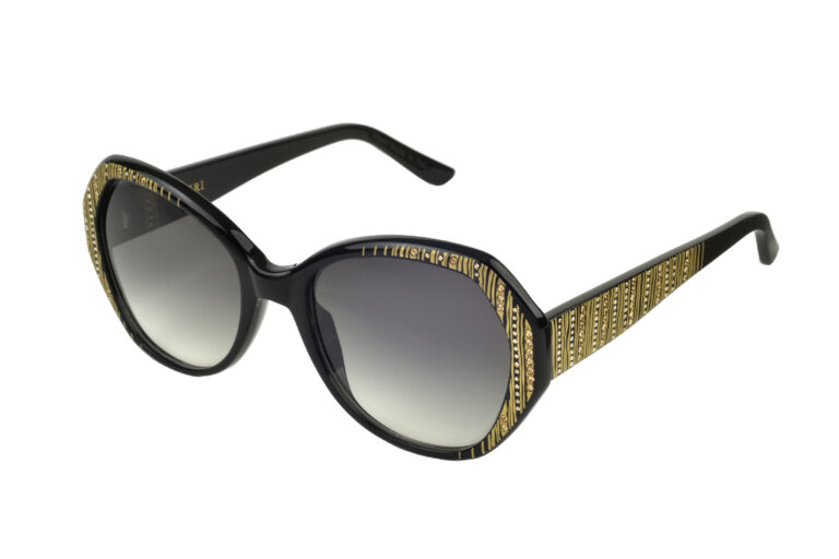 Verona c. NRG â€“ Black with gold and light topaz crystals and gold laserwork