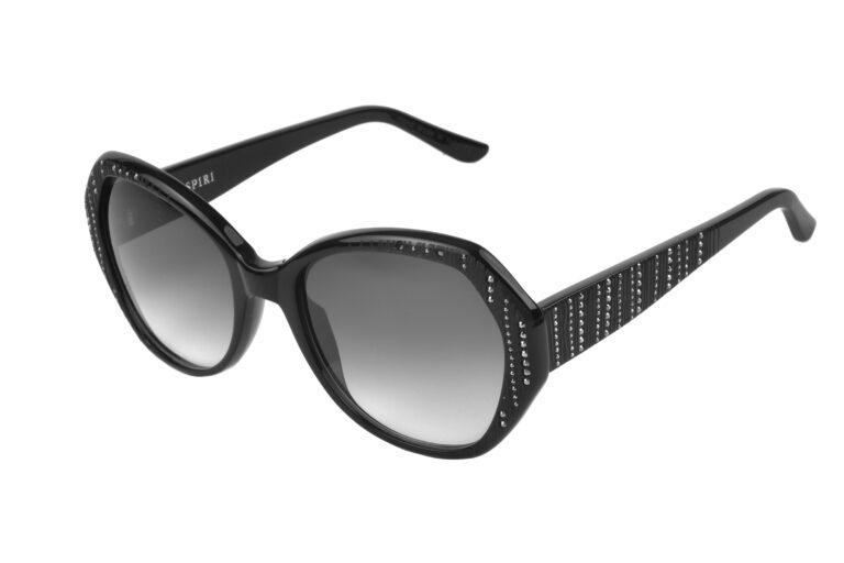 Verona c. NRN â€“ Black with clear and light chrome crystals and silver laserwork