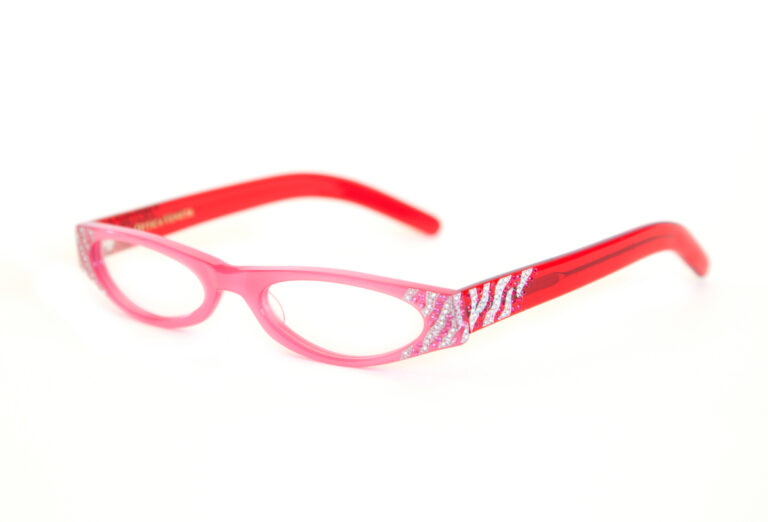 WENDY c.615 â€“ Light pink front and red temples with clear