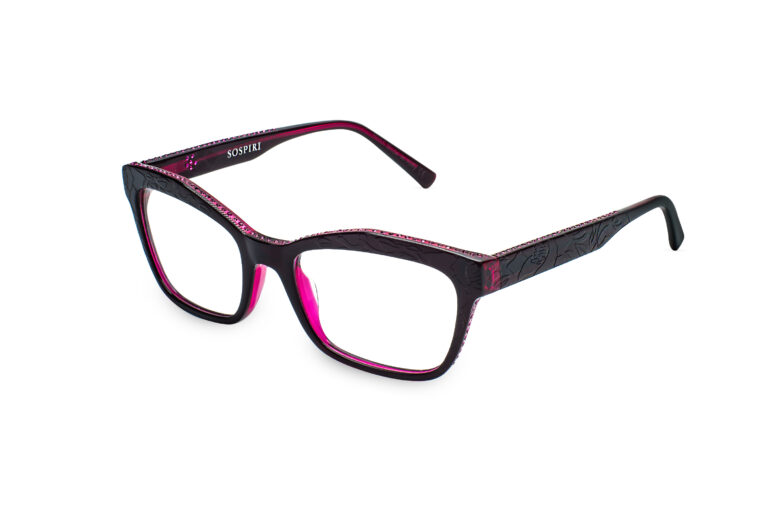Zinnia c.823 â€“ Two-tone fuchsia with fuchsia crystals and matte floral laserwork