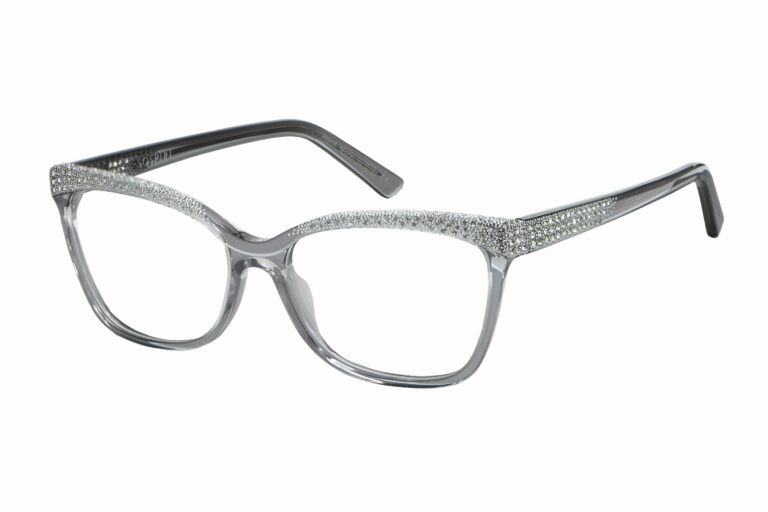 Lavinia c.882 â€“ Translucent grey with metallic silver laser work and clear crystals